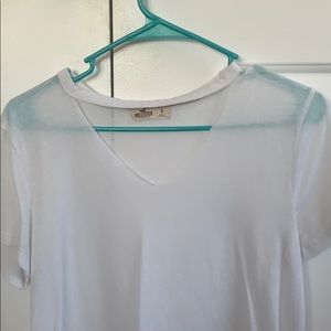 White Hollister shirt with cutout neckline